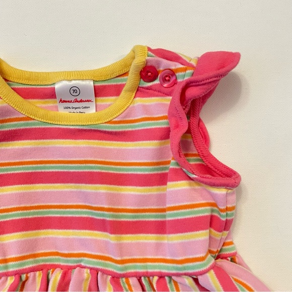 Hanna Andersson Girls Striped Sunflower Dress Organic Pink 70 Size 6-12 months - Picture 2 of 5